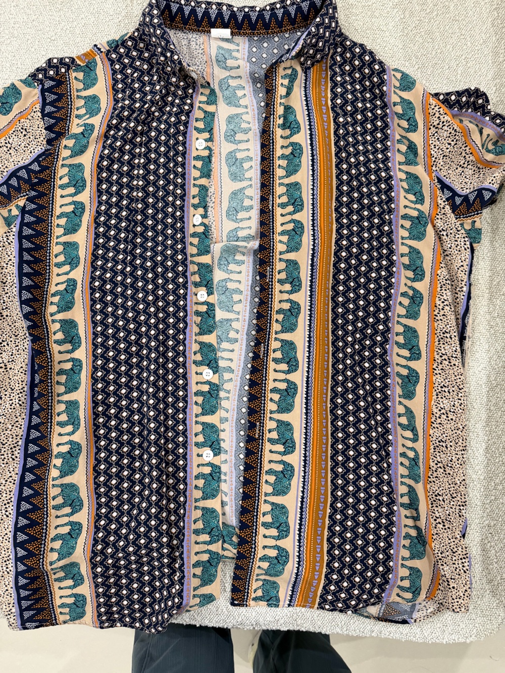 Men’s Elephant Pattern Button Down
